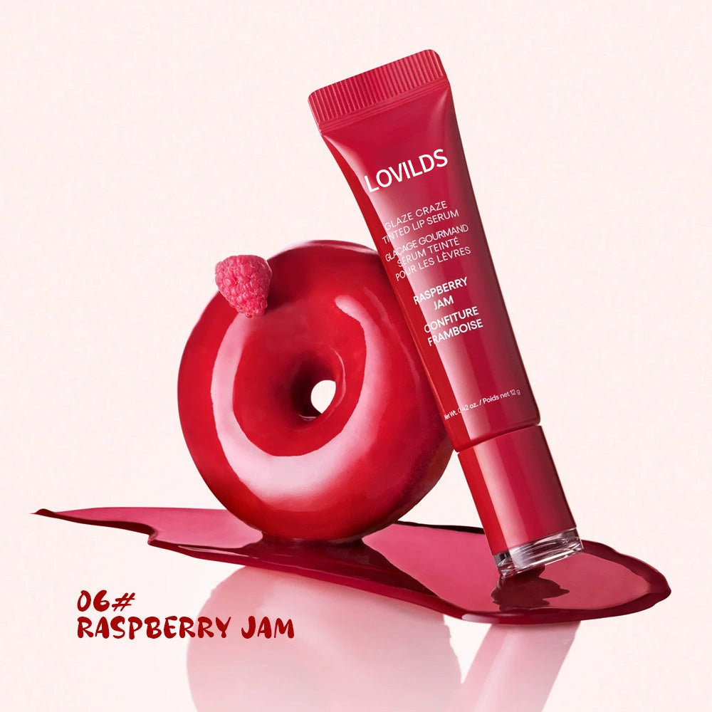 LOVILDS Glaze Craze Tinted Lip Serum, Hydrating & Moisturizing Lip Tint--Korean Lip Care,